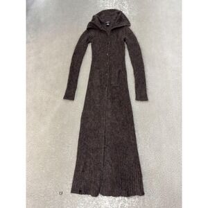 Bebe Sweater Dress Womens Medium Mohair Wool Blend Hooded Button Front Made